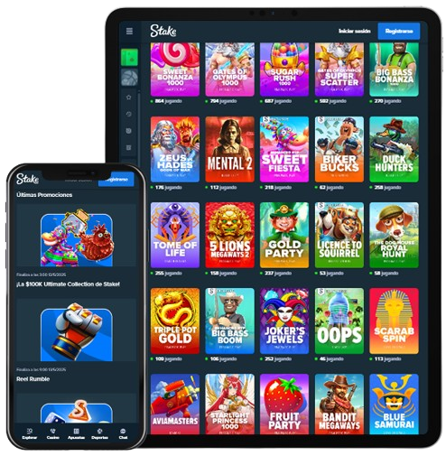 Bonos y tragaperras en Stake Apk